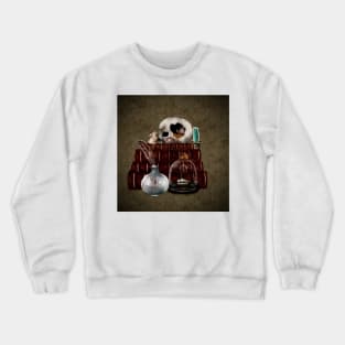 Dark Academia Aesthetic Skull  Apothecary white rabbit , calligraphy bottles Watercolor Painting Crewneck Sweatshirt